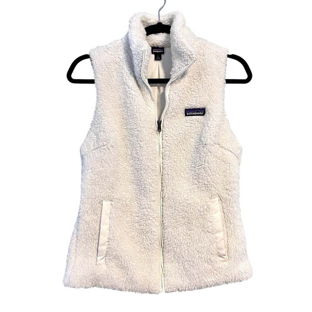 Patagonia White Los Gatos Fleece Zull Zip Vest Size Small Sustainable Activewear